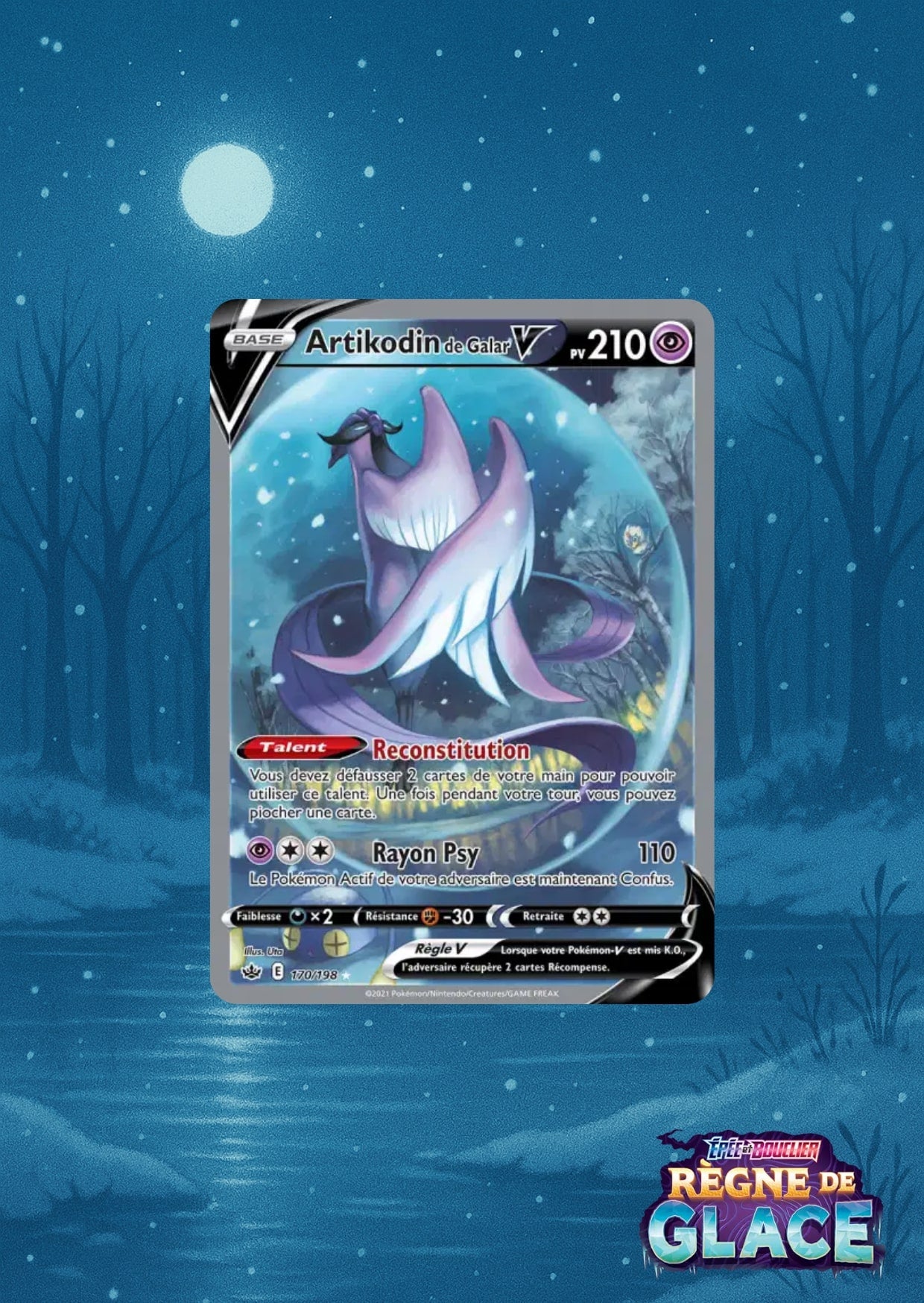 Carte Artikodin de Galar V, ambiance hivernale magique avec effet de boule de neige stylisée.