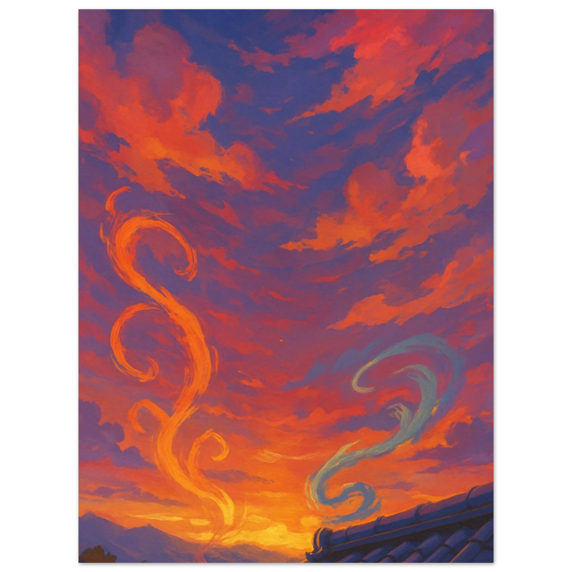 Carte Braségali VMAX dynamique, sur fond de ciel flamboyant aux teintes violettes et orange.