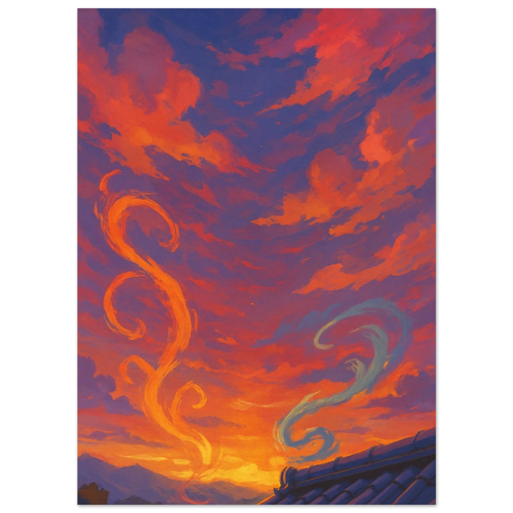 Carte Braségali VMAX dynamique, sur fond de ciel flamboyant aux teintes violettes et orange.
