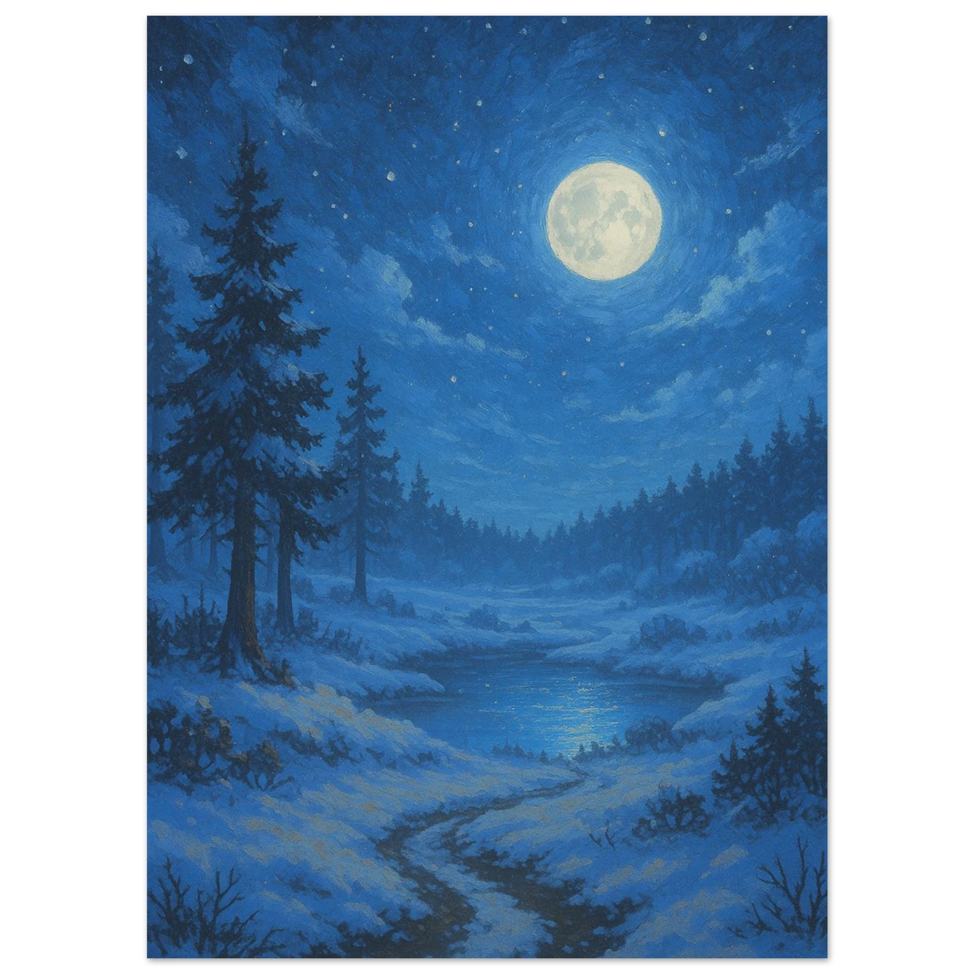 Carte Sylveroy Cavalier d’Effroi VMAX sur fond nocturne hivernal mystique, teintes bleues.
